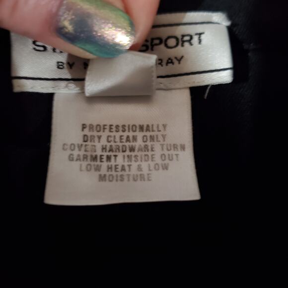 Vtg St John Sport Marie Gray Studded Zip Jacket Size P Black Stretch Pockets - Picture 11 of 14